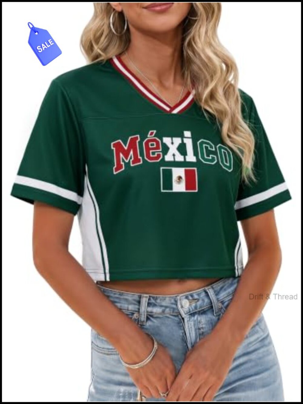 Women's Soccer Jersey V-Neck Crop Top Short Sleeve Graphic World Cup Tee